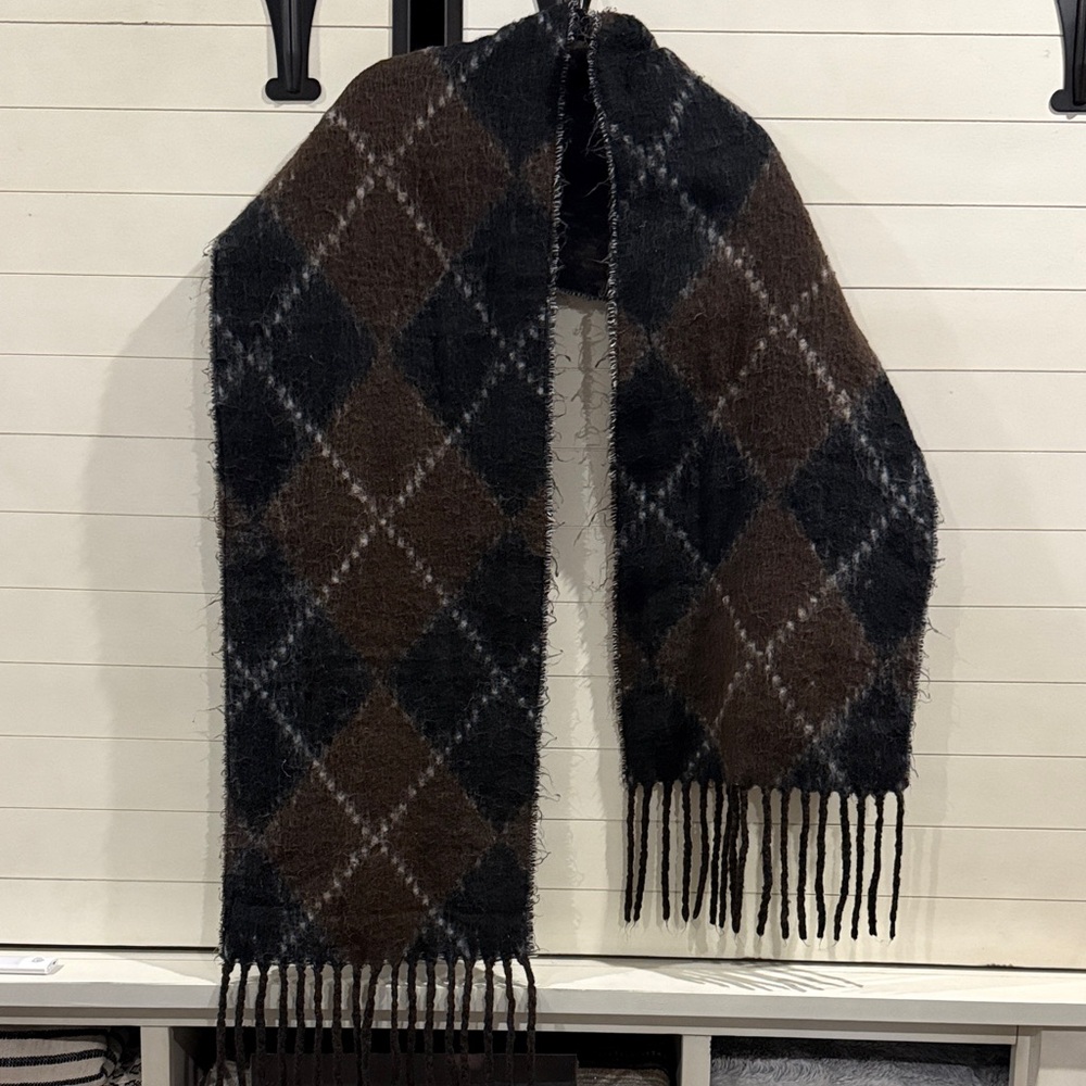 H&M Black and Brown Checkered Scarf